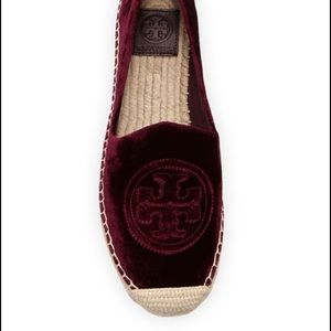 ‼️SALE‼️TORY BURCH red Velvet platform espadrilles
